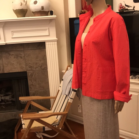 Organic Cotton watermelon Pucker Mandarin Collar Jacket - Sz L - Picture 5 of 11